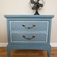 Blue nightstand with a little design