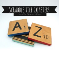 Reversible scrabble tile coasters with a pop of color