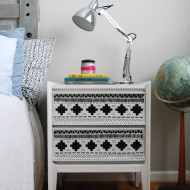 A black and white tribal nightstand