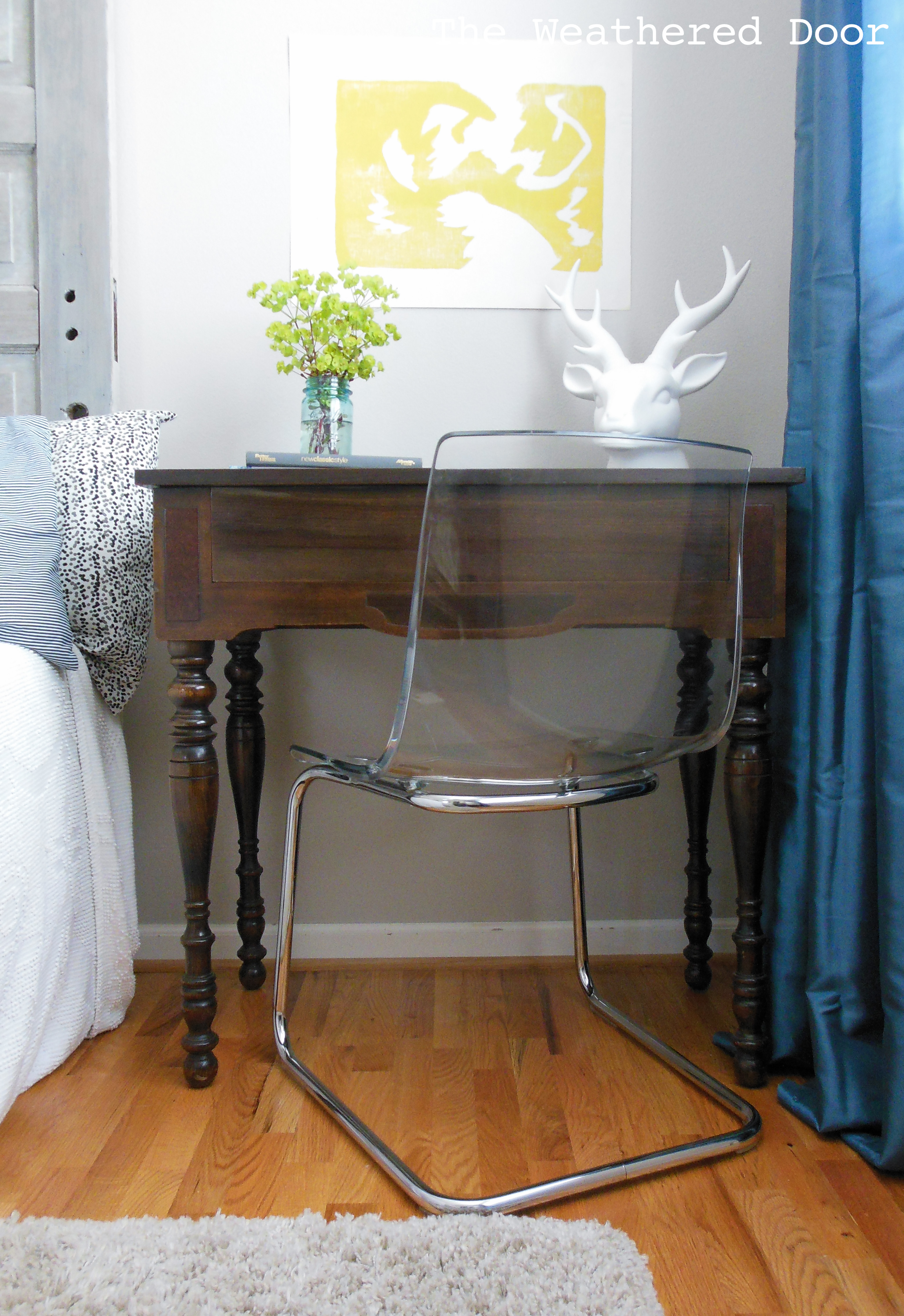 A Dark Wood Spinet Desk And Stepping Away From The Paint Brush