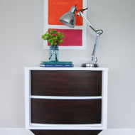 White and Java Mid Century Nightstand