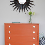 An Orange Milk Paint Dresser with Bone Knobs