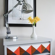 Orange, Grey and White Geometric Nightstand