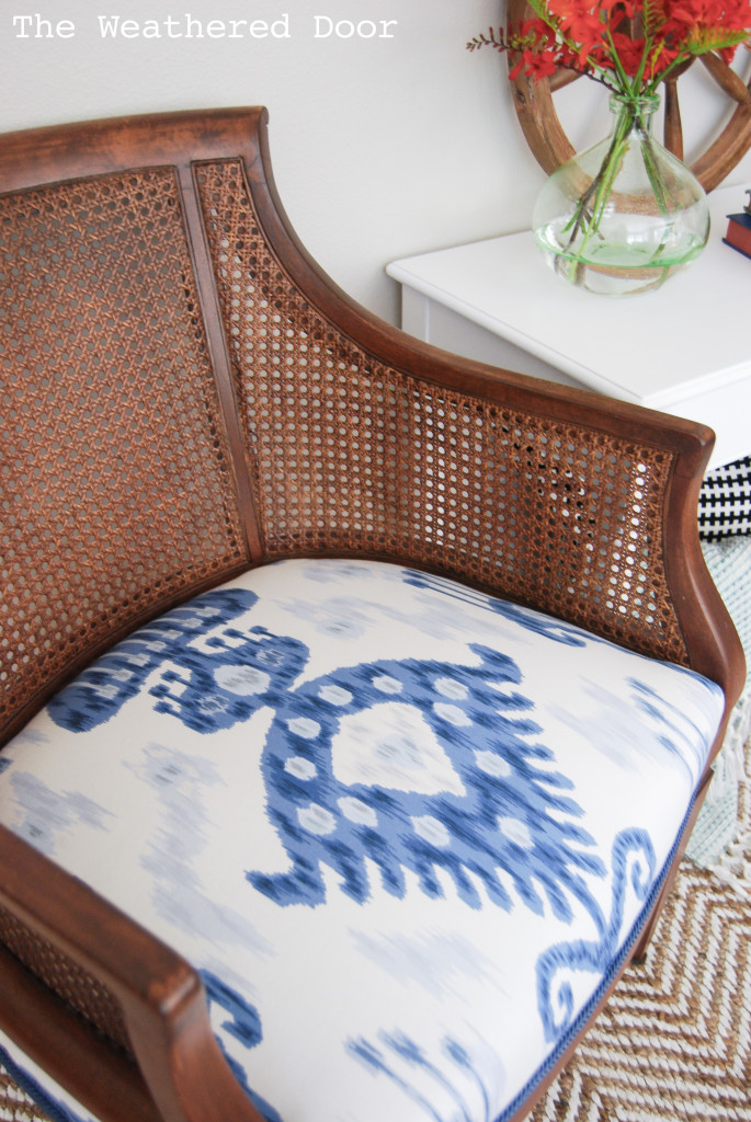 Blue Ikat Cane Chair and table WD-14