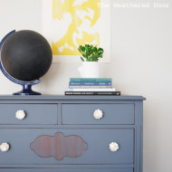 Furniture Reveal: Blue-Grey Dresser with Flower Knobs