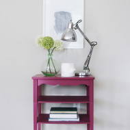 Magenta table with silver dipped legs