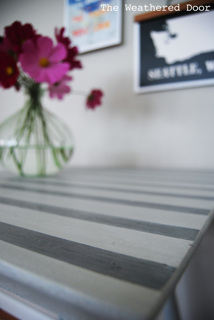 riverstone milk paint striped shop table WD-1