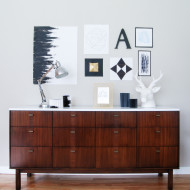 Before & After: Mid Century Modern Credenza with a Glossy White Top