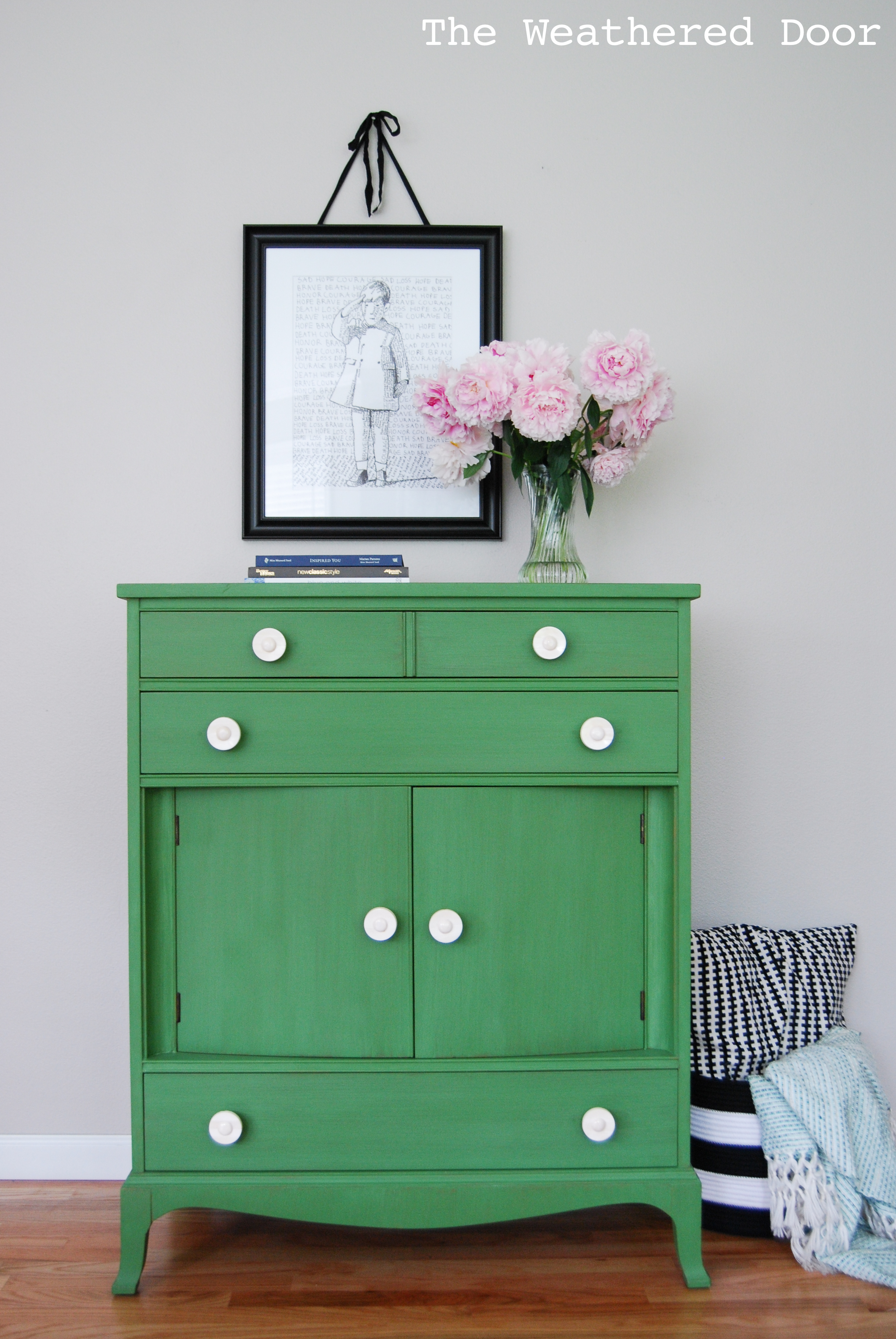 Tavern Green Milk Paint Dresser With Bone Knobs The Weathered Door