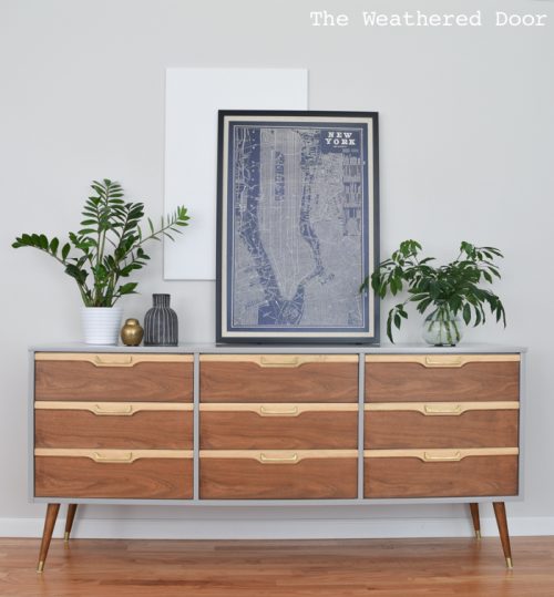 Natural Walnut Mid Century Dresser, Gray Mid Century Modern Dresser
