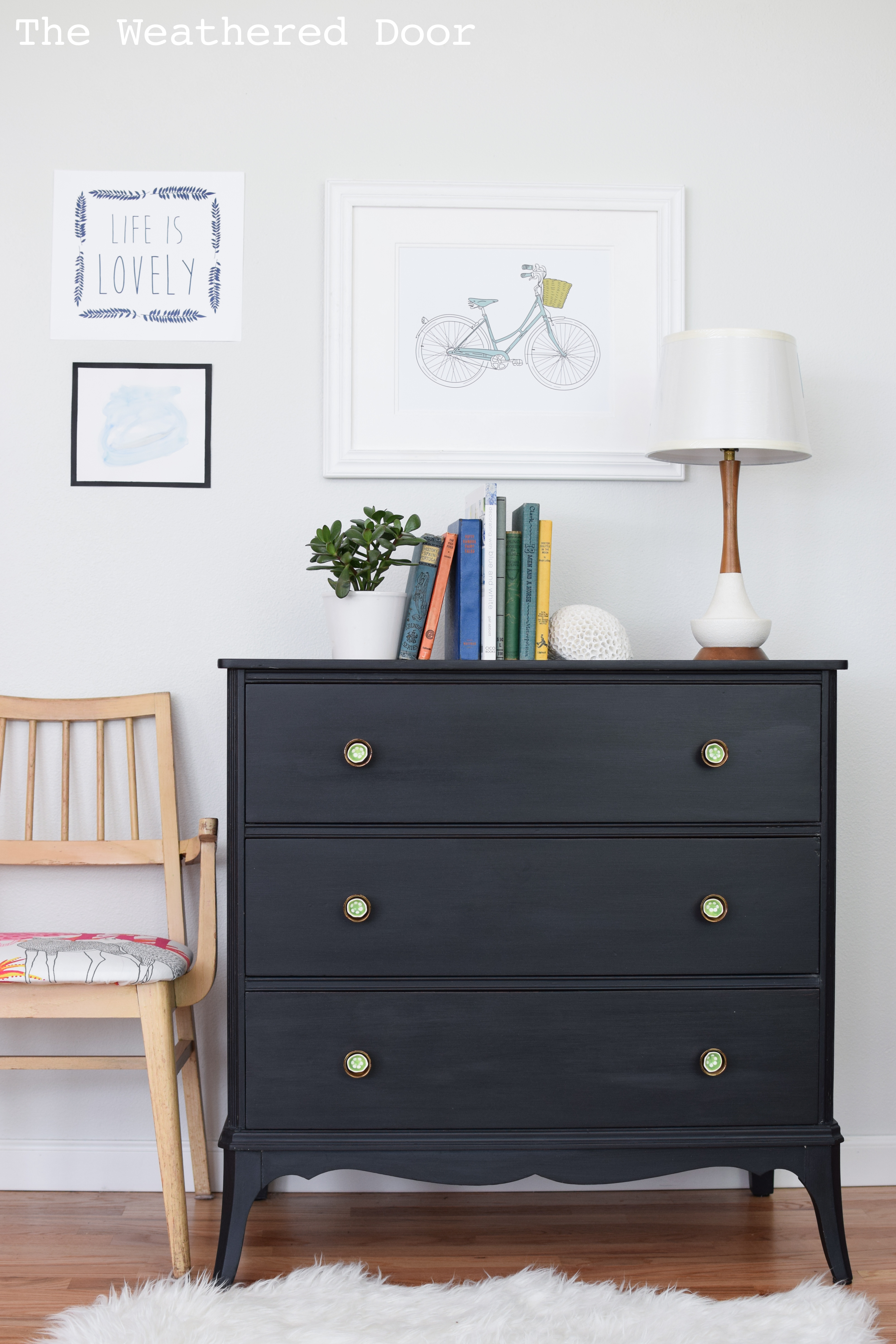 3 Drawer Hepplewhite Black Milk Paint Dresser Before & After | from The Weathered Door