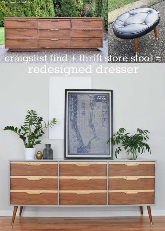 Craigslist Find + Thrift Store Stool = Redesigned Dresser -1