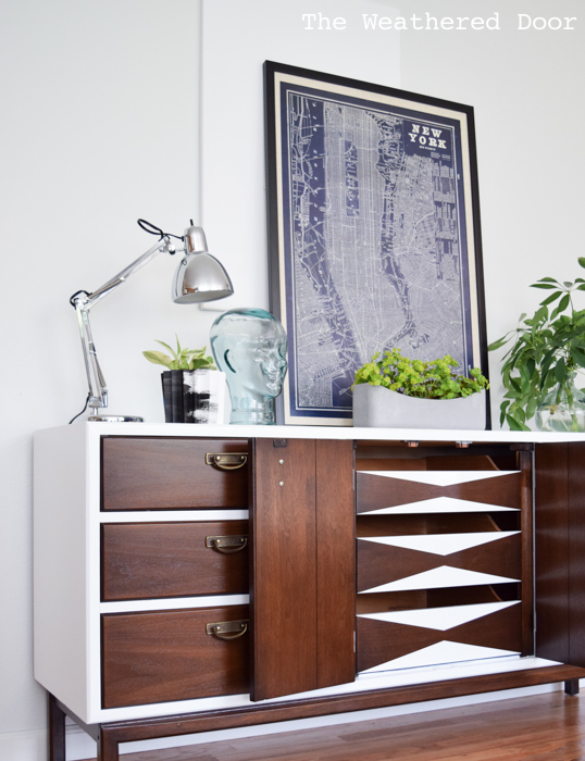 Fresh and Modern Mid Century Dresser with Geometric Drawers | from theweathereddoor.com-1