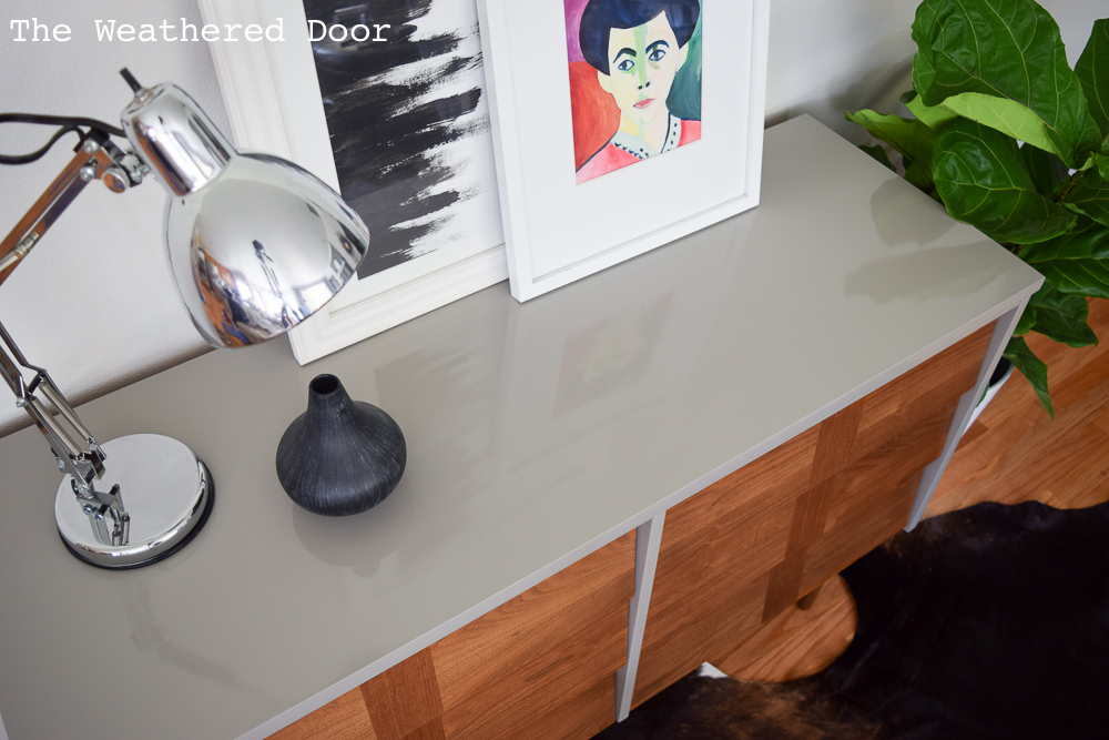 Gloss Grey and Wood Lacquered Mid Century Dresser | from The Weathered Door