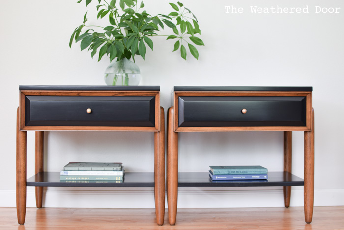 LA Period Satin Black and Walnut Nightstand Makeovers