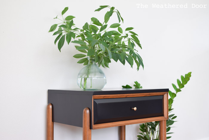 LA Period Satin Black and Walnut Nightstand Makeover