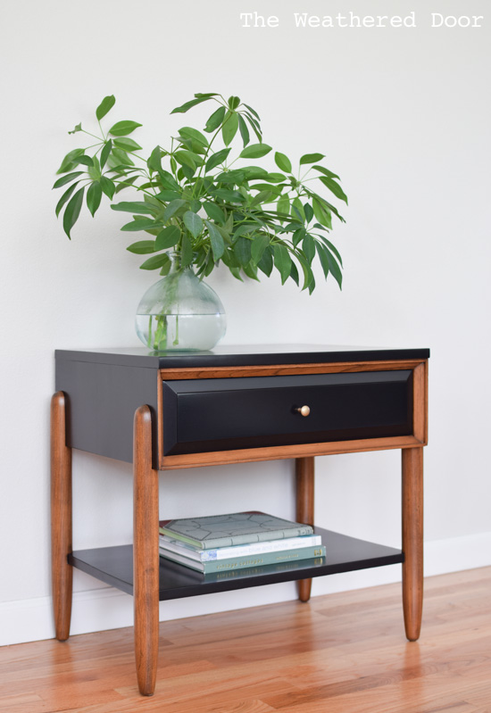 LA Period Satin Black and Walnut Nightstand Makeovers