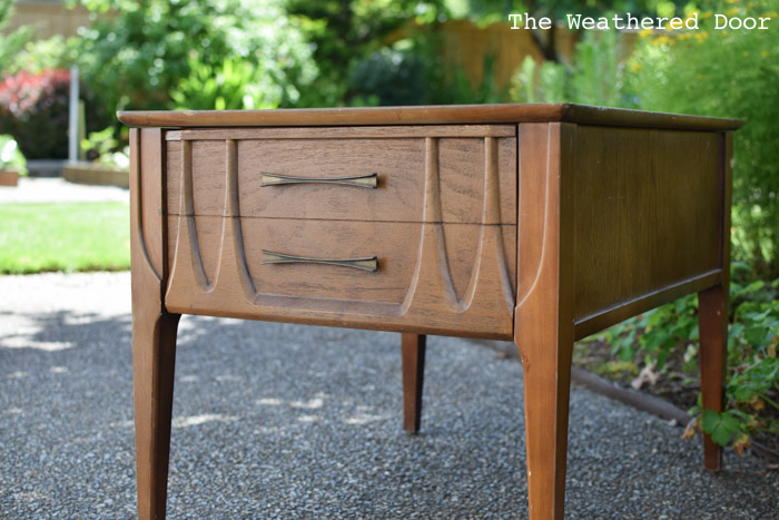 Teal Green Mid Century Side Table before 