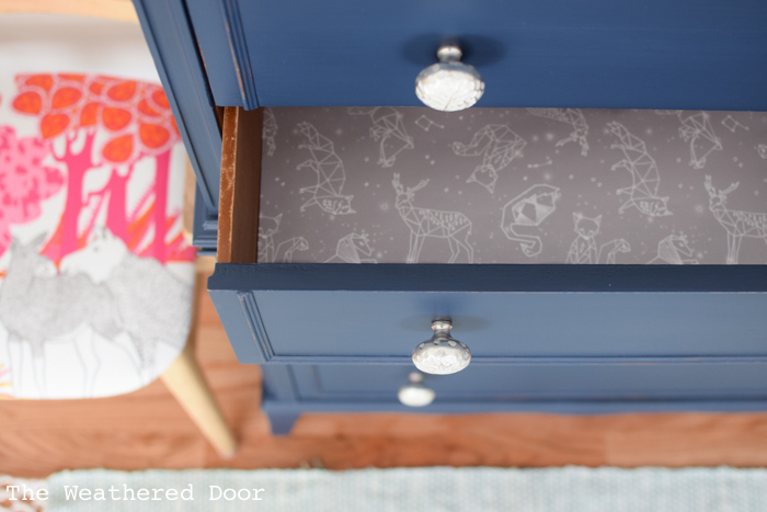 Navy Stacked Hepplewhite Dresser Makeover | from theweathereddoor.com