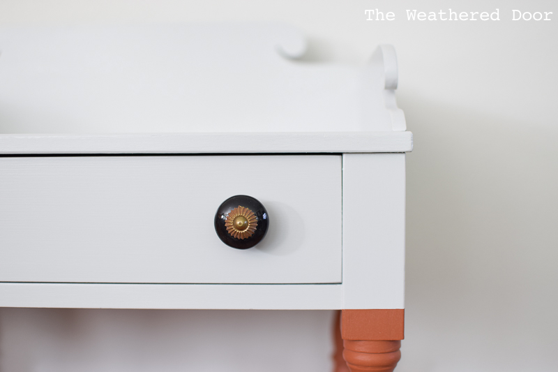 Orange and Grey Color Block Milk Paint Nightstands | theweathereddoor.com