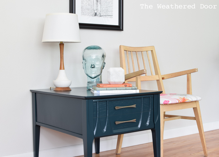 Teal Green Mid Century Side Table
