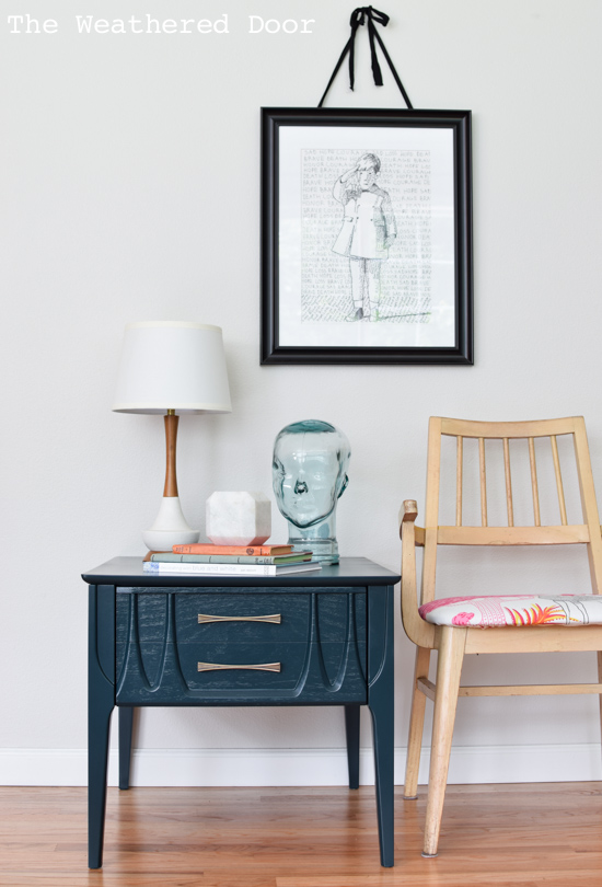 Teal Green Mid Century Side Table