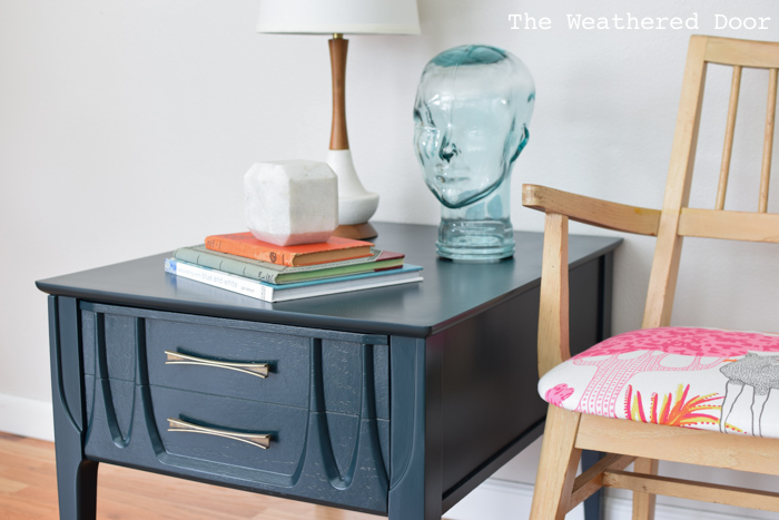 Teal Green Mid Century Side Table