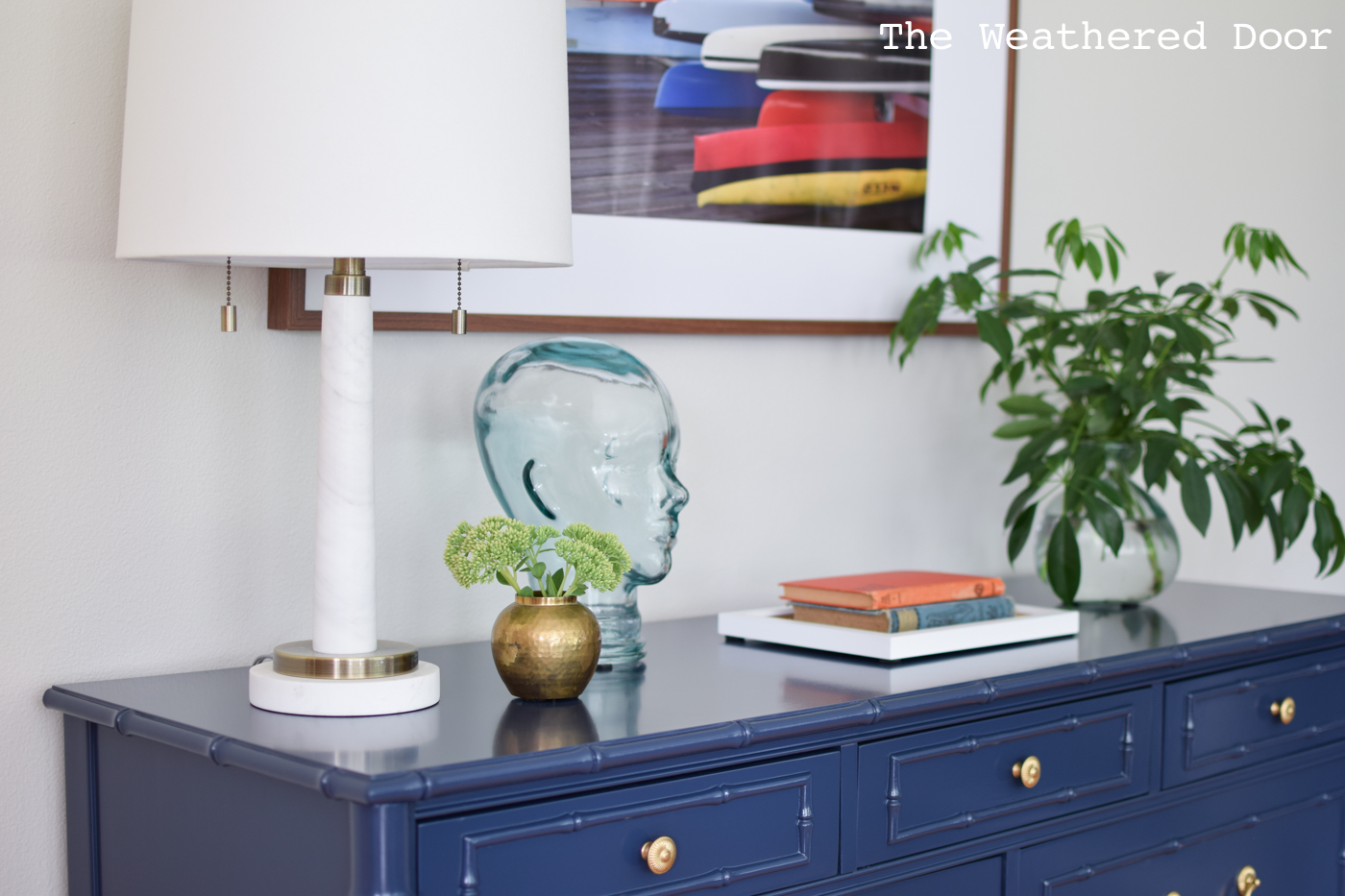 Before & After: Navy Faux Bamboo Dresser