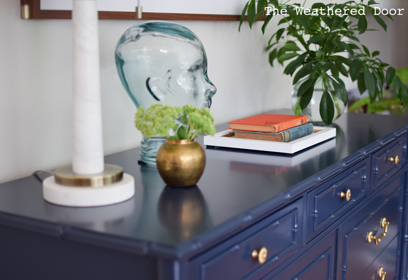 Before and After: Thomasville Allegro Navy Faux Bamboo Dresser