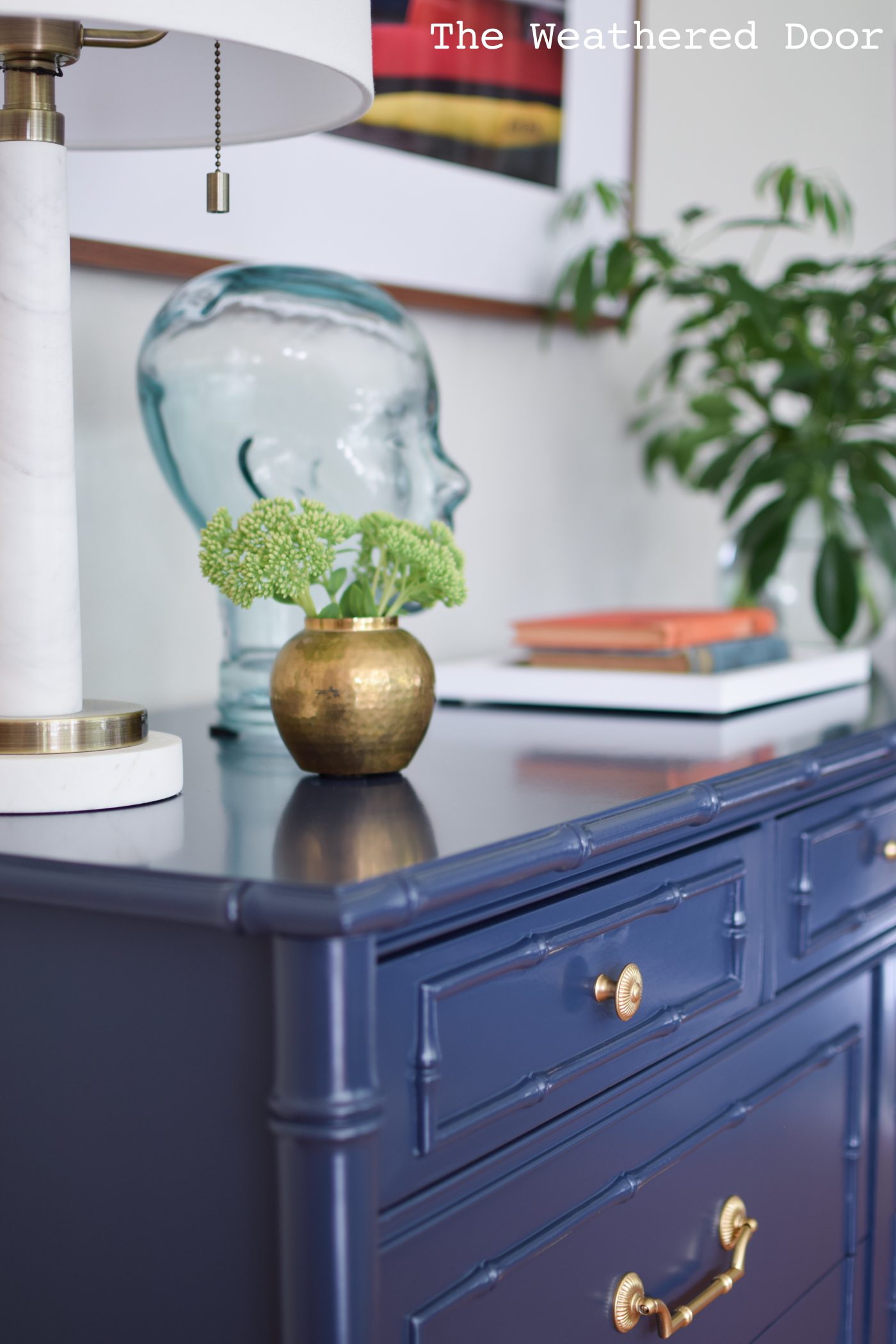 Before and After: Thomasville Allegro Navy Faux Bamboo Dresser