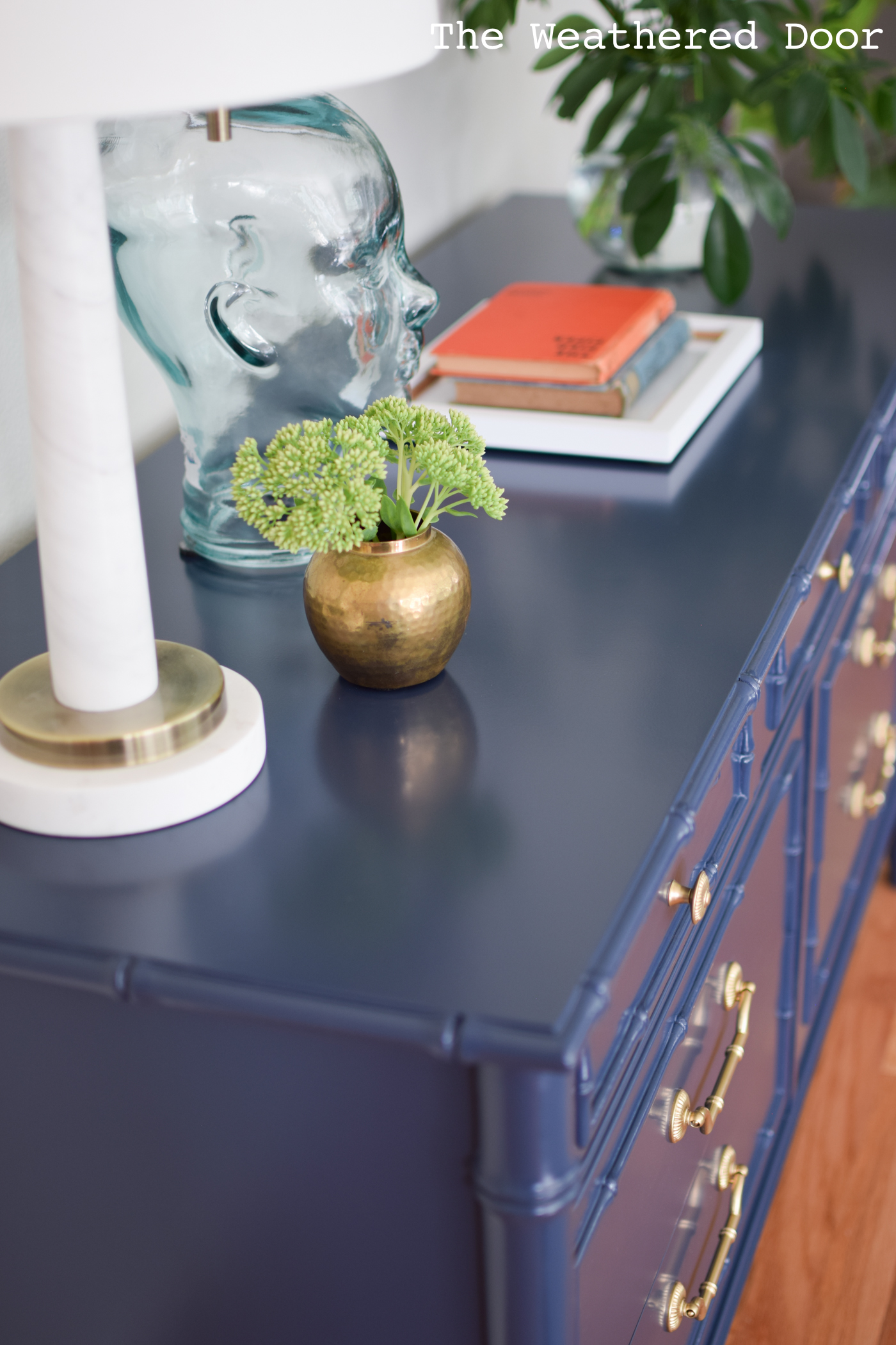 Before and After: Thomasville Allegro Navy Faux Bamboo Dresser