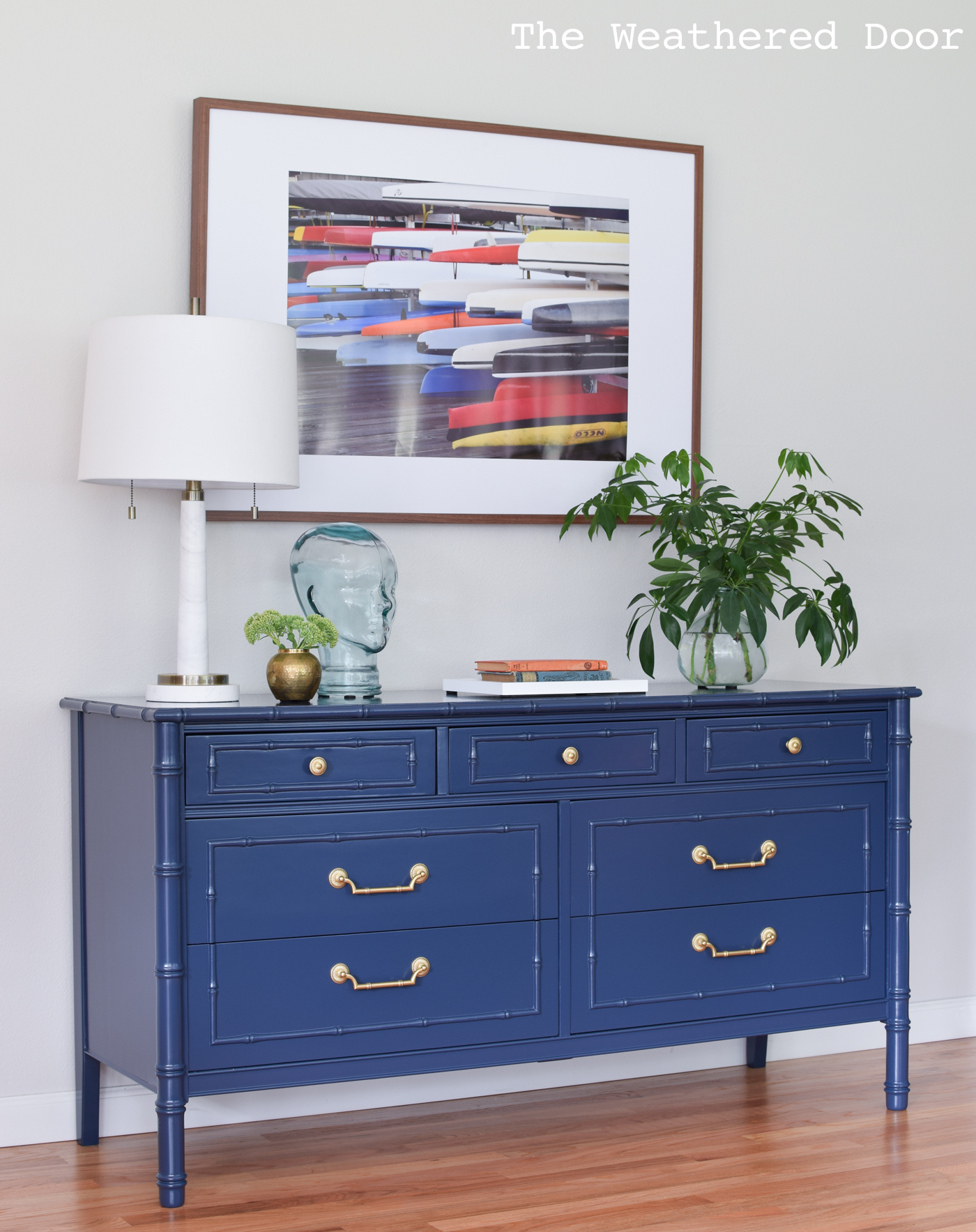 Before and After: Thomasville Allegro Navy Faux Bamboo Dresser